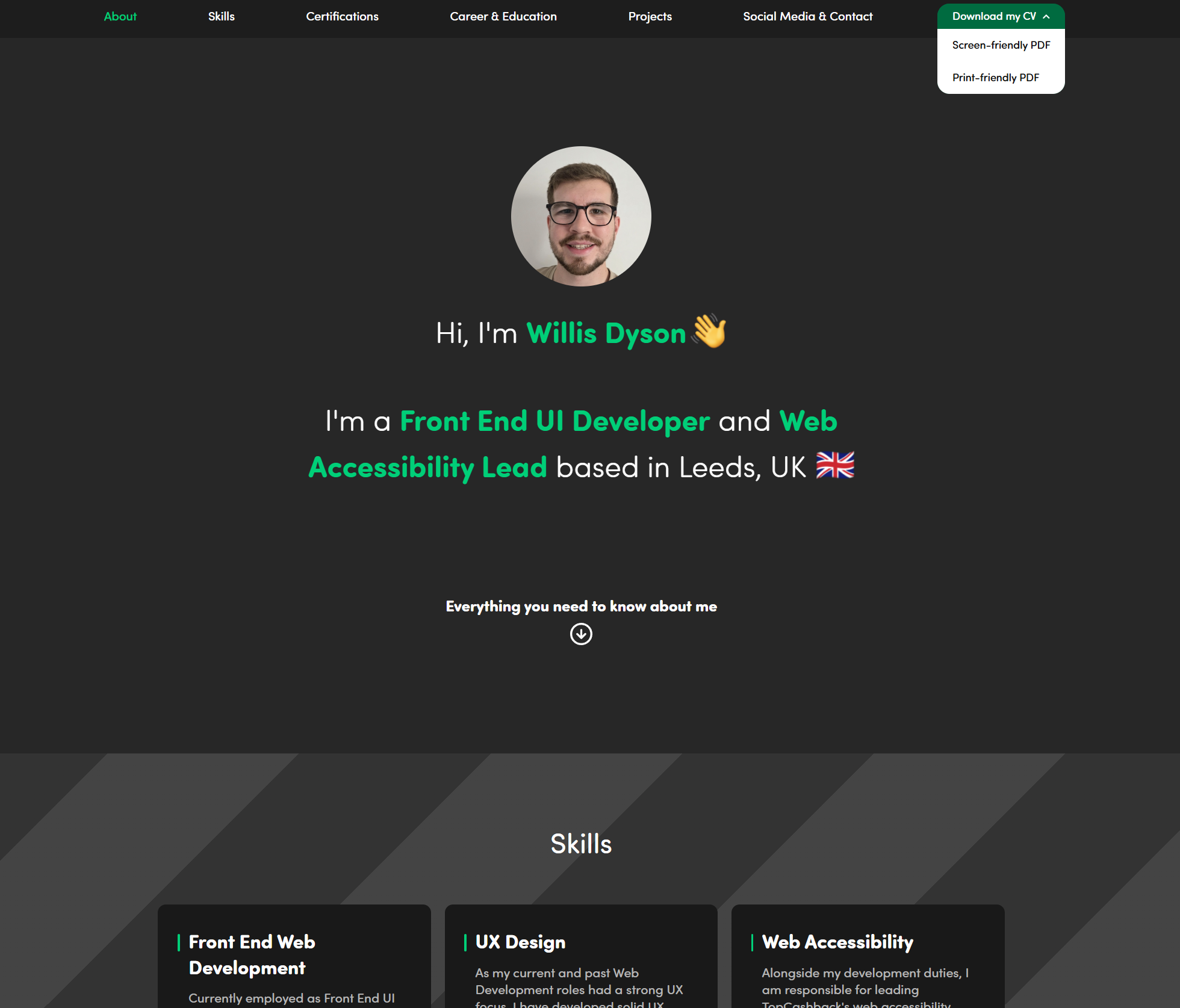 Screenshot of the rebuilt front page