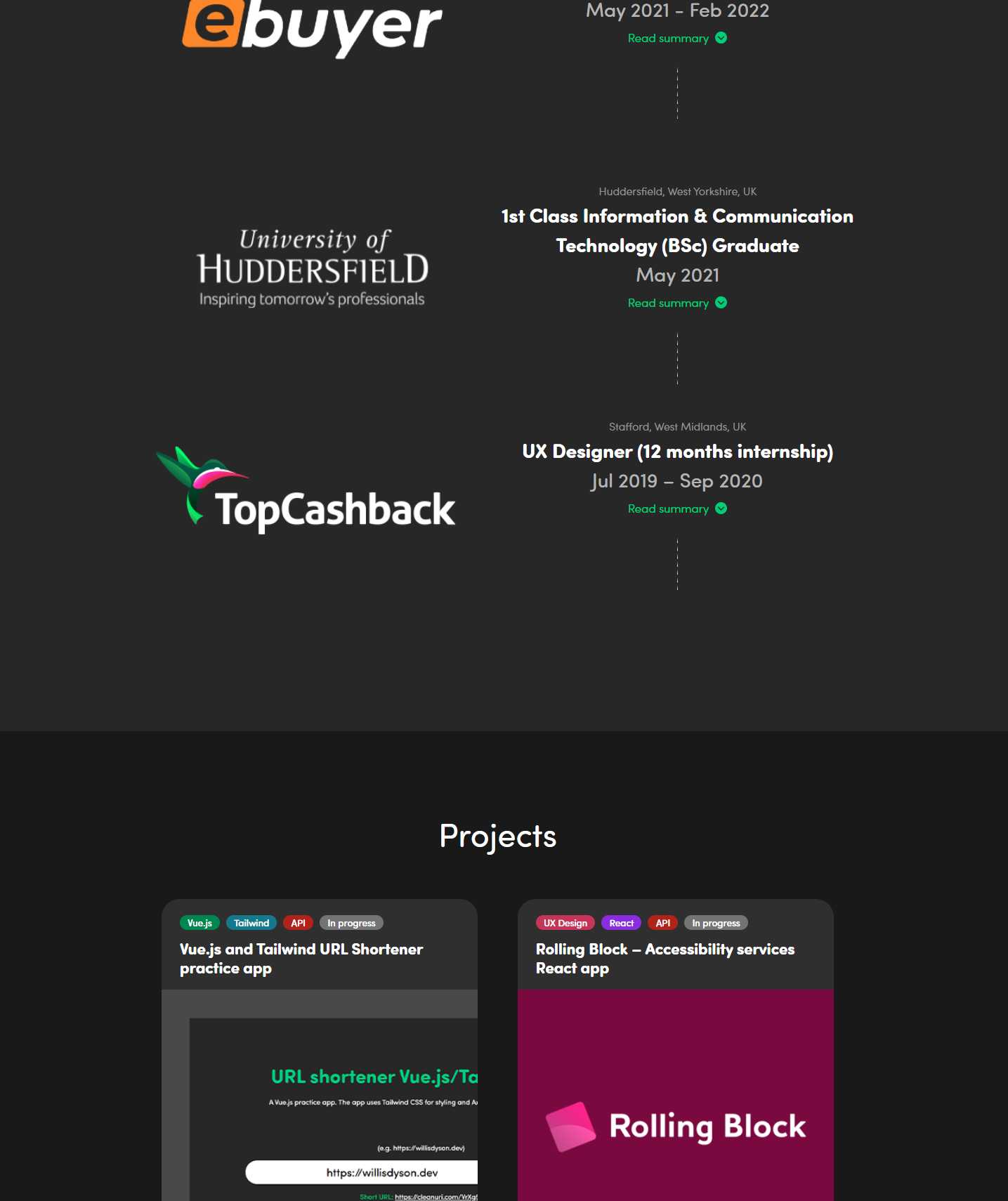 Screenshot of the rebuilt front page