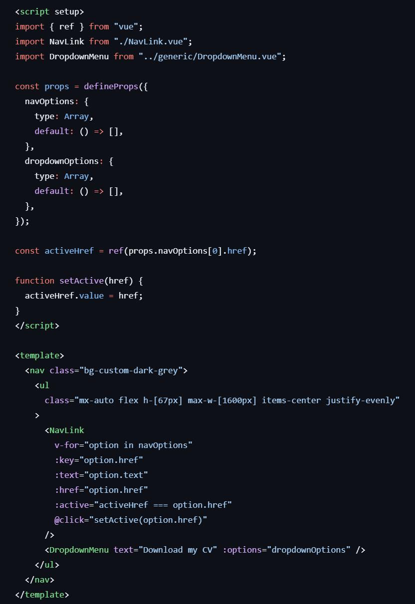 Example of dynamic data and props