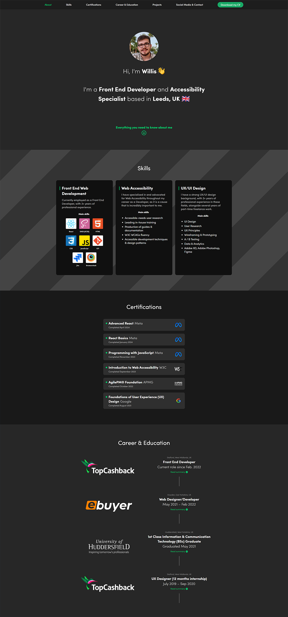 Image showing progress of React Portfolio Rebuild