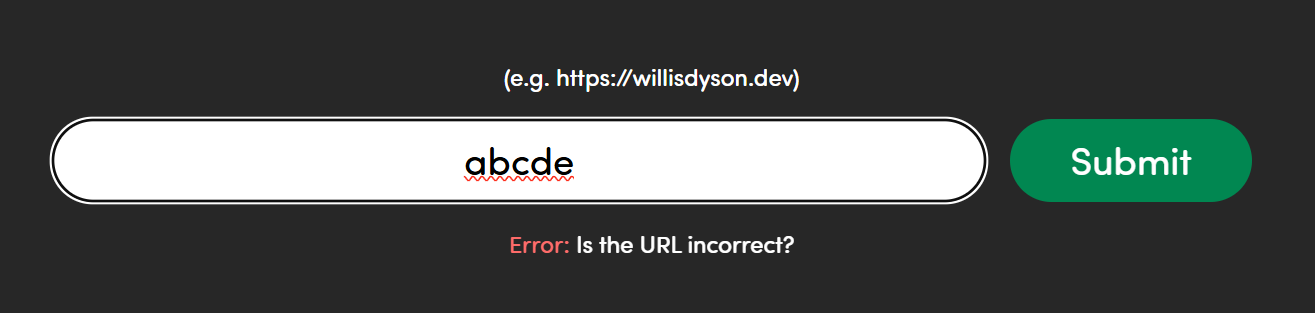Invalid URL error state